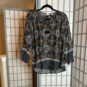 NWT Anthropologie 11-1-Tylho Black and Brown Patterned Top